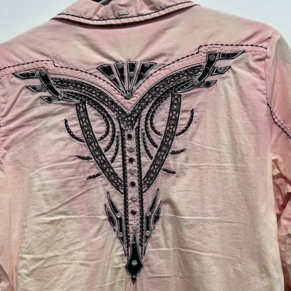 Roar Pink Tie Dye Button Down Shirt Size Large - Picture 4 of 8